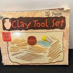 Clay Tool Set for Kids - 32 Pieces - Natural and Yellow